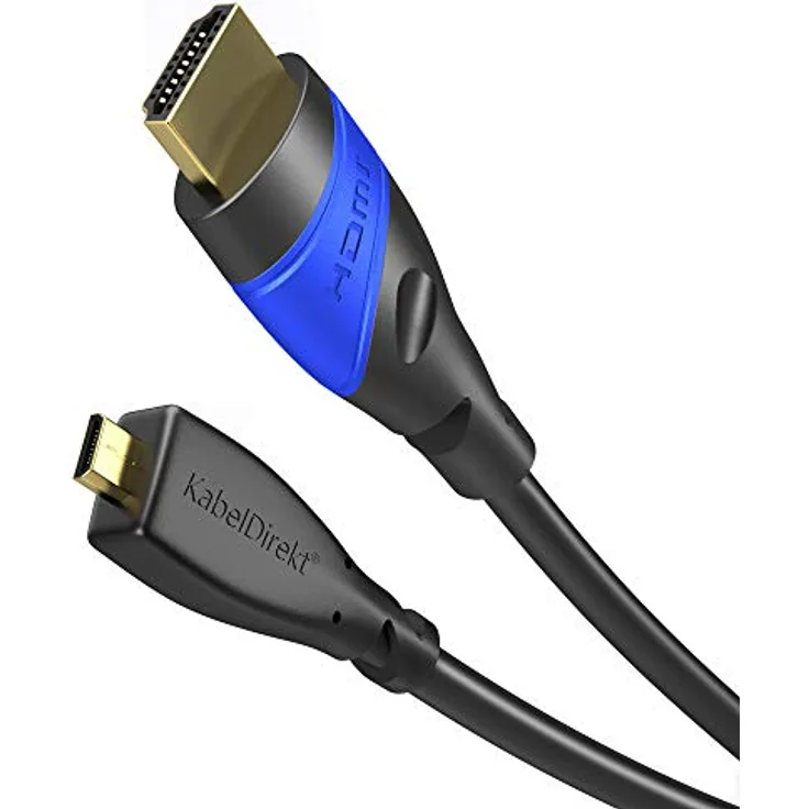KabelDirekt - Micro HDMI Kabel - 2m - kompatibel mit (HDMI 2.0a-b 2.0, 1.4a, 4K Ultra HD, 3D, Full HD, 1080p, HDR, ARC, Highspeed mit Ethernet, PS4, Xbox, HDTV) - Flex Series