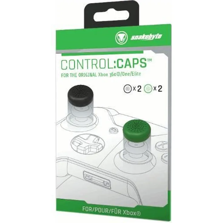 snakebyte Xbox One CONTROL:CAPS (2x schwarz & 2x grün) - 4er Pack - Analogstick Aufsätze