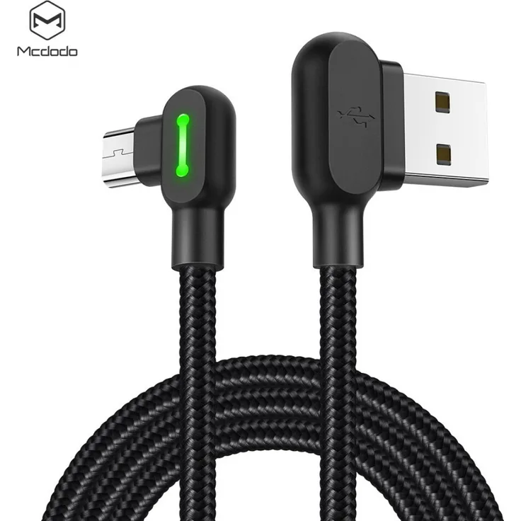 Mcdodo LED 90 Grad 1,8m Ladekabel Nylon geflochten für Micro USB...
