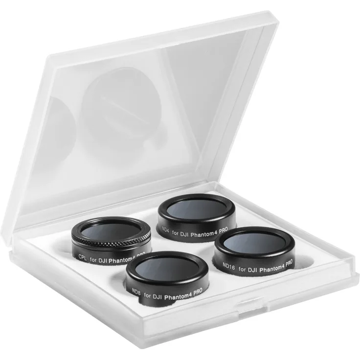 Walimex Pro Drohnenfilter Set DJI Phantom 4 Pro (CPL, ND 4, ND 8, ND 16, inklusiv Schutzhülle) schwarz