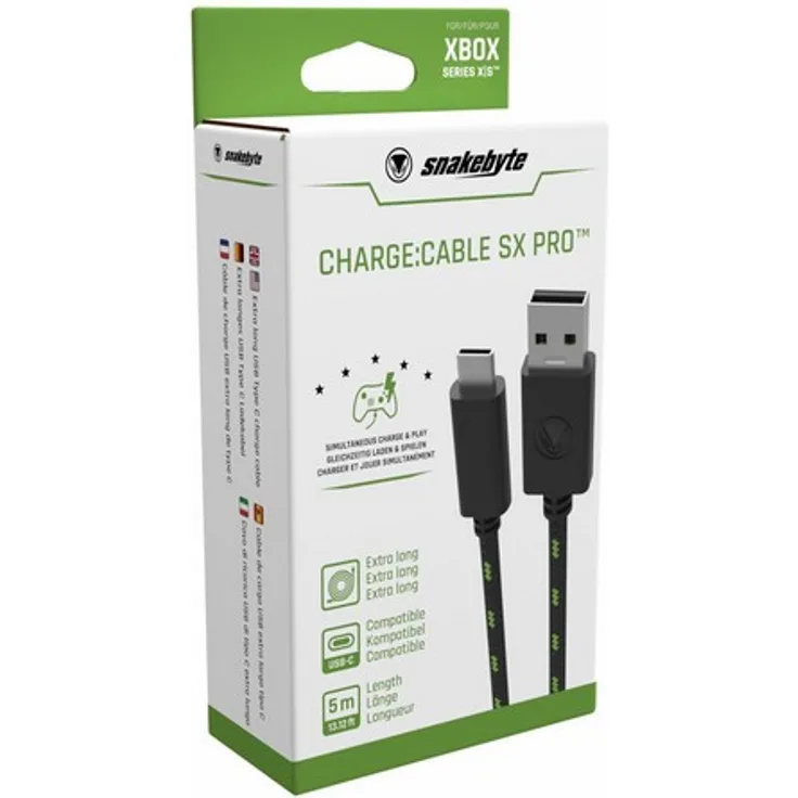 Snakebyte CHARGE:CABLE SX PRO, Mesh-Kabel, 5m