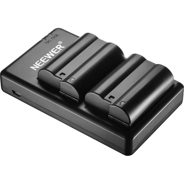 Neewer 2 Stück 2100mAh Ersatz-Li-Ionen-Akku für Nikon EN-EL15 und Micro USB Input Dual Ladegerät für Nikon D800 D800E D610 D7000 DSLR Kameras und MB-D17 MB-D16 MB-D15 MB-D12 MB-D11 Batterie Griffe
