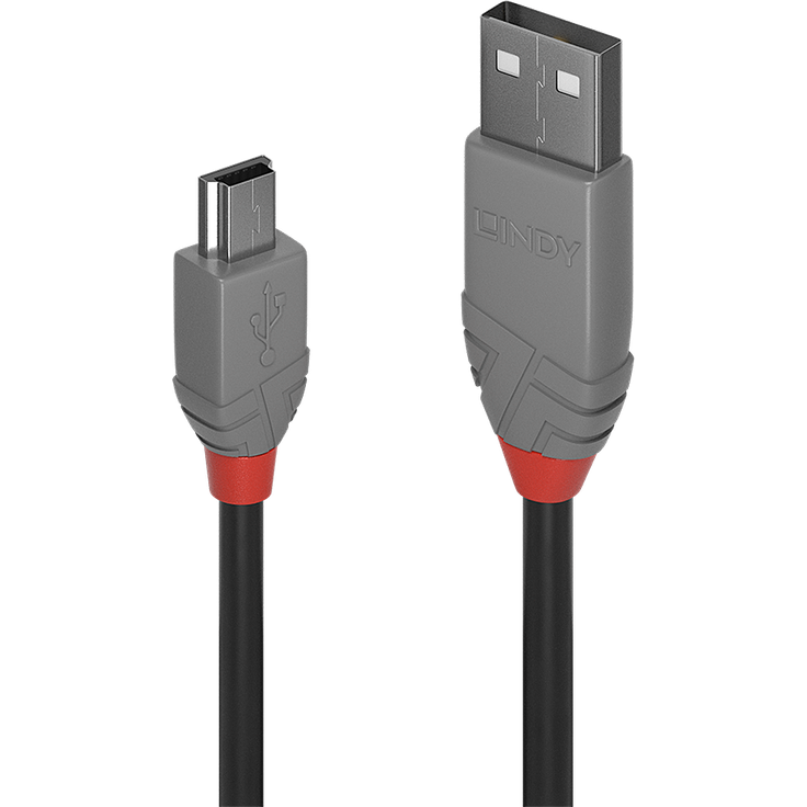 Lindy Anthra Line - USB-Kabel - Mini-USB, Typ B (M) bis Micro-USB Typ B (M) - USB2.0 - 50cm - rund - Schwarz (36721) – Bild 1
