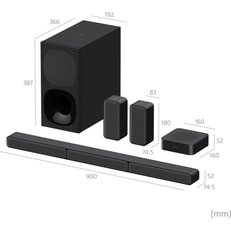 Sony HT-S40R 5.1 Soundbar mit Subwoofer, kabellos, geeignet für TV, schwarz – Bild 1