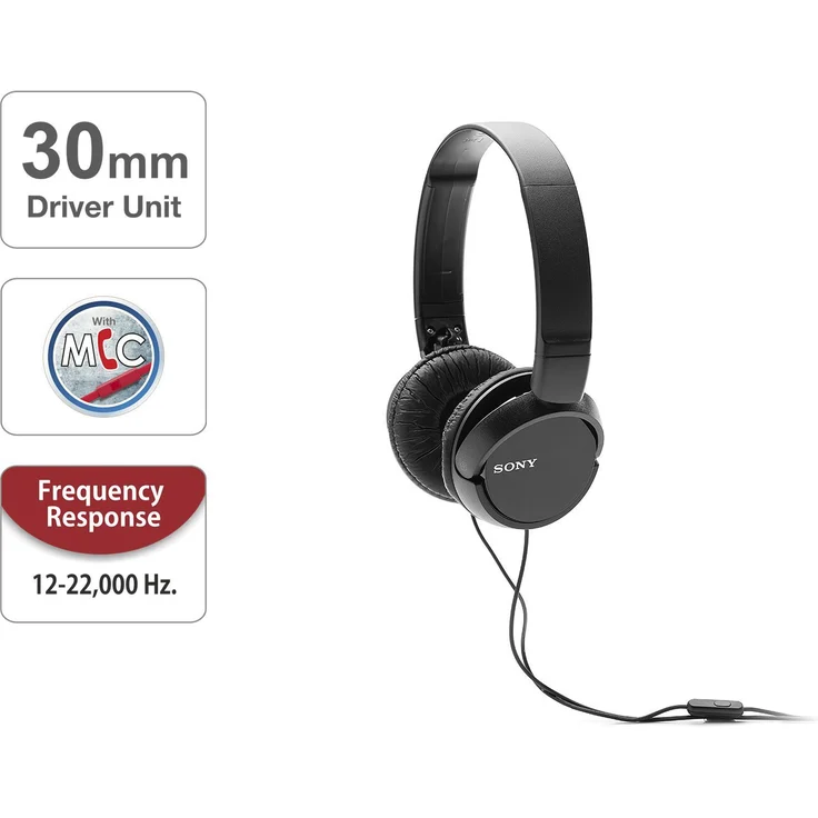 Sony MDR-ZX110AP On-Ear-Kopfhörer mit Mikrofon, schwarz – Bild 2