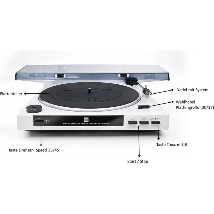 Dual DT 210 USB Schallplattenspieler mit Digitalisierungsfunktion (USB, Auto-Stop-Start-Funktion, Riemenantrieb, Magnet-Tonarmabnehmer-System) schwarz – Bild 5