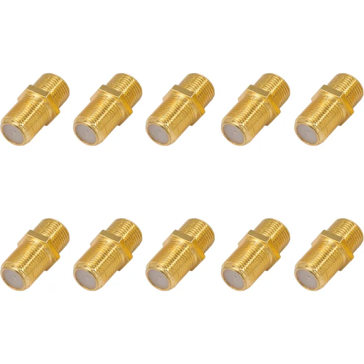 10x F-Verbinder Buchse / Buchse Vergoldet HQ für F-Stecker jeder Größe 4 - 8,2mm für Koaxial Antennenkabel Sat Kabel BK Anlagen
