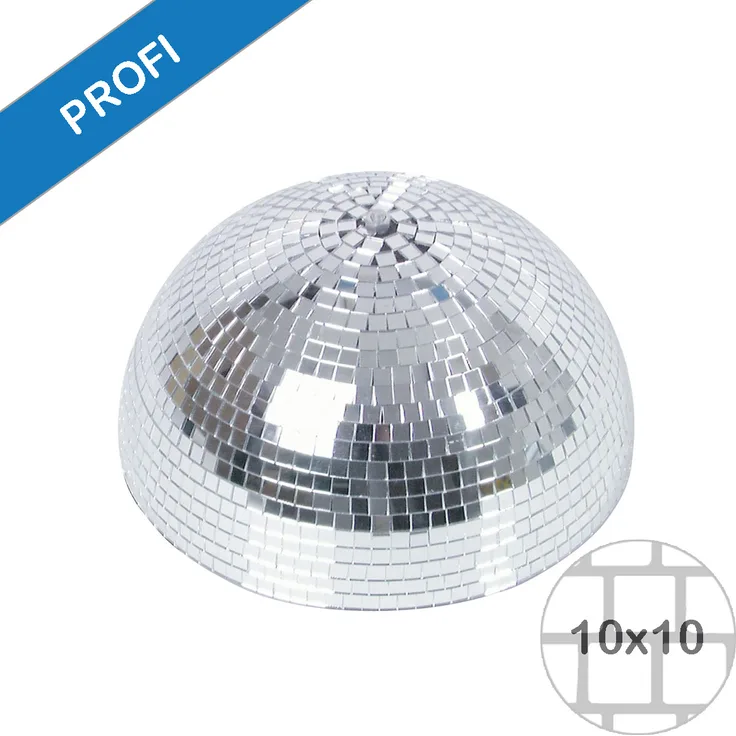 Spiegelkugel halb 30cm - für Deckenmontage - Diskokugel Echtglas - 10x10mm Spiegel - PROFI
