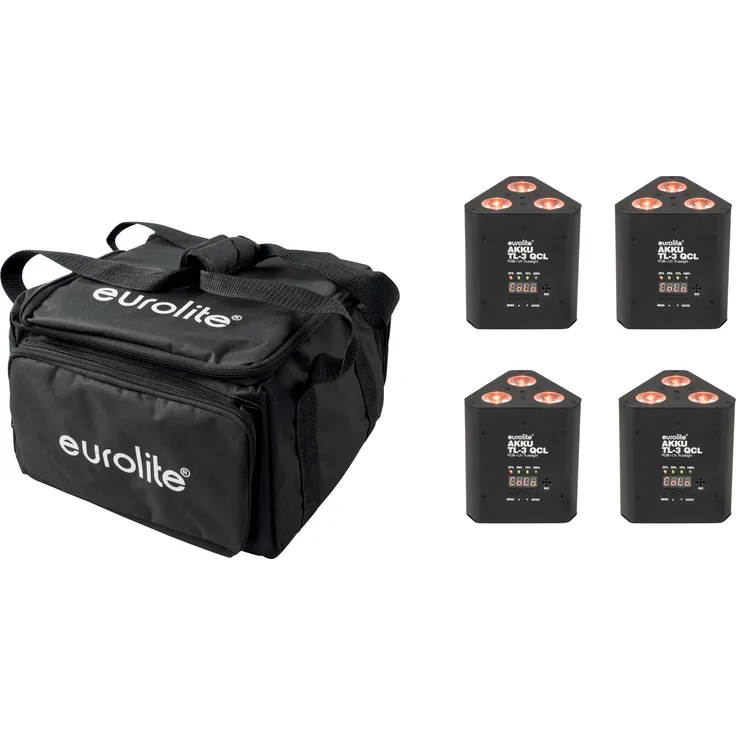 Eurolite Set 4x AKKU TL-3 QCL RGB+UV Trusslight + SB-4 Soft Bag