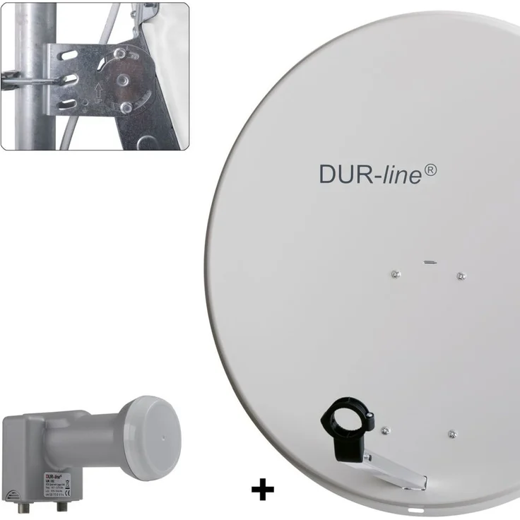 DUR-line MDA 80 Satellitenschüssel hellgrau + Unicable LNB UK 102 – Bild 1