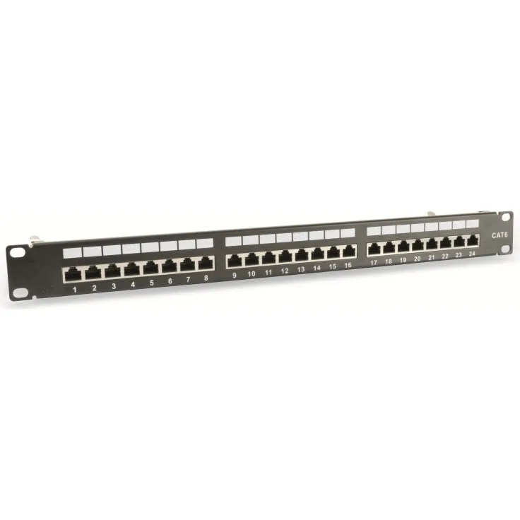 CAT.6 Patchpanel Red4Power R4-N118S, 24-fach, 19 Zoll, schwarz