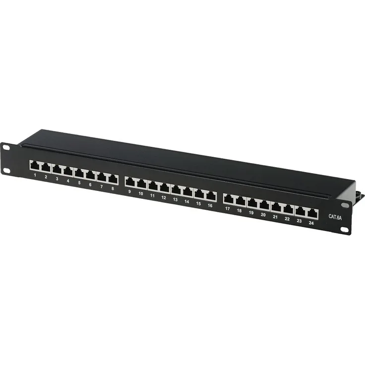 helos Patchfeld Cat 6A 19'' 1HE 24 Port schwarz