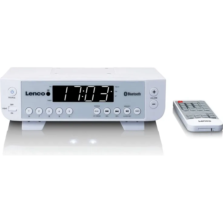 Lenco KCR-100 Unterbauradio mit Bluetooth, LED-Anzeige, weiß