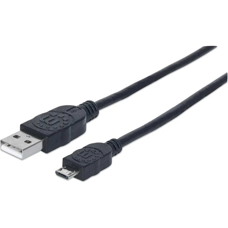 Manhattan USB2.0 Device Cable - USB-Kabel - USB (M) - 5-polig Micro-USB Typ B (M) - 3,0m (USB/USB2.0) - geformt - Schwarz (325684)