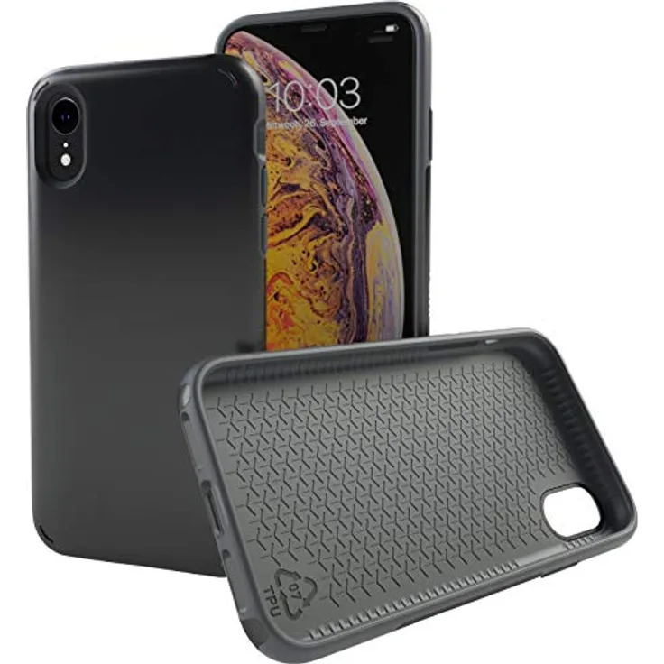 KMP GreenNu Handyhülle für iPhone XR - schwarz - robuste Hülle für Outdoor & Sport - Case, Bumper