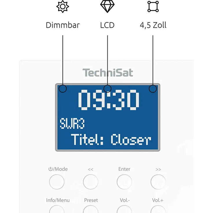 TechniSat DIGITRADIO UP 1 Unterputz-Radio mit Bluetooth, LCD-Display, spritzwassergeschützt, Wecker, weiß – Bild 7