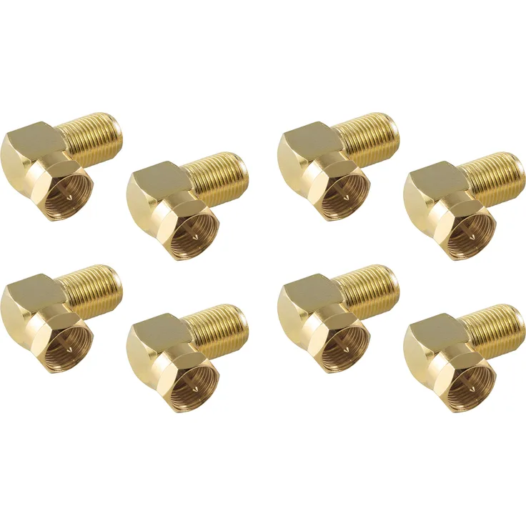 Poppstar 8x SAT-Winkel-Adapter (Antennen Winkeladapter 90 Grad gewinkelt) (Coax F-Kupplung auf F-Stecker) Winkelstecker für Koaxialkabel - Antennenkabel, vergoldet