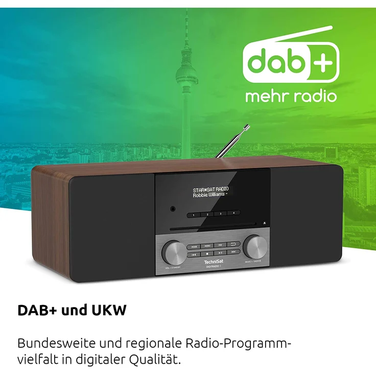 TechniSat DIGITRADIO 3 CD-Radio mit Bluetooth, OLED-Display, Wecker, Nussbaum, schwarz – Bild 8