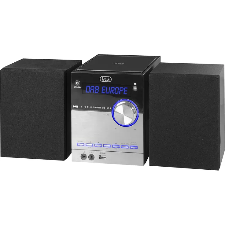 Trevi Hcx 10D8 DAB-Stereoanlage mit digitalem Dab/Dab+ und FM-Empfänger mit RDS, alphanumerisches LCD-Display, Bluetooth, CD, MP3, USB, AUX-In, Auto-Memory, Uhrfunktion, Weiß