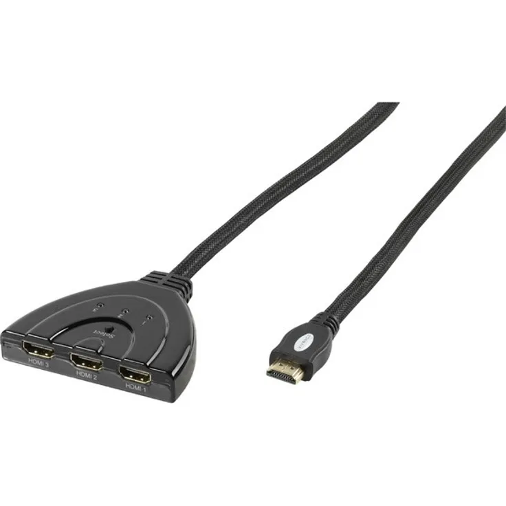 47/80 02 Autom. HDMI-Umschalter 3x HDMI-Kupplung > HDMI-Stecker