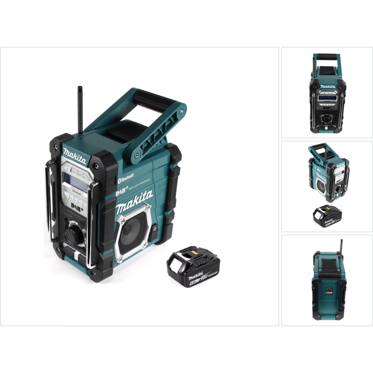 Makita DMR 112 G1 Akku Baustellen Radio 7,2 - 18V Bluetooth DAB+ + 1x 6,0Ah Akku - ohne Ladegerät schwarz, blau, silber