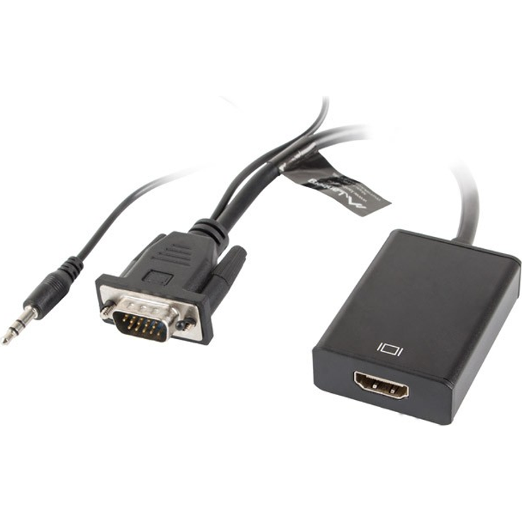 lanberg AD-0021-BK Vga (15Pol) Buchse auf Klinkenstecker (3Pol) und HDMI-A (1.4)'' Buchse Adapter mit USB-A 2.0''(M-M) Kabel schwarz
