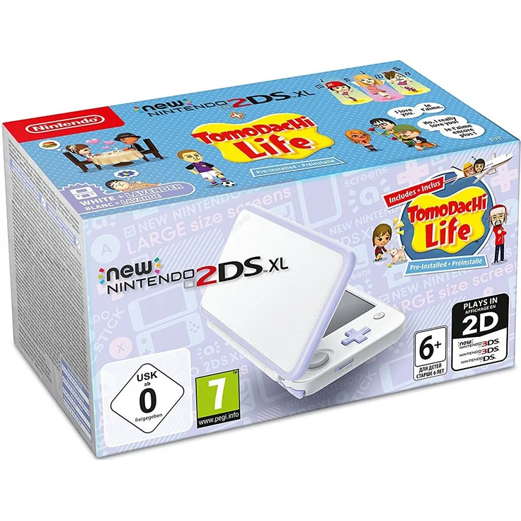 New Nintendo 2DS XL Weiß-Lavendel 256MB & 4GB Speicherkarte Bundle inkl. Tomodachi Life – Bild 1