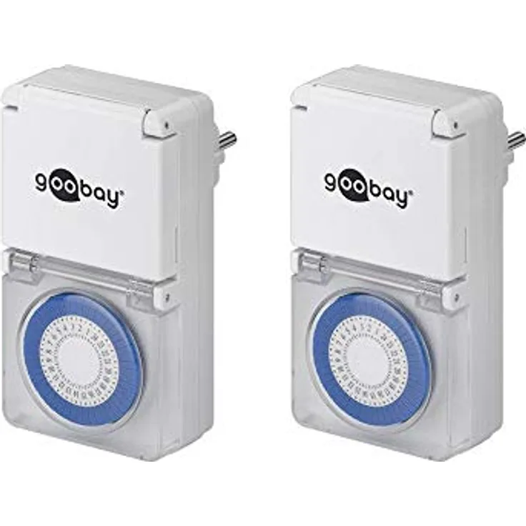 Goobay 2er Pack Zeitschaltuhr Spritzwassergeschützt IP44, 2 ) (Pack of 2)