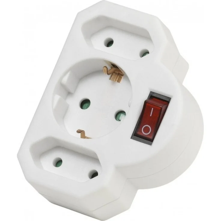 Vivanco AS 3W Schukoadapter (3-fach) mit Schalter weiß