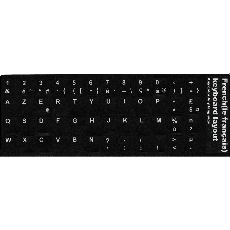 La Caverne d'Eabani Aufkleber, weiße Buchstaben, Azerty, französische Tastatur, schwarzer Hintergrund, für Laptop/PC