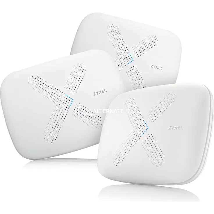 Zyxel Multy X Tri-Band AC3000 WLAN-Mesh-System für den gesamten häuslichen Bereich. Funktioniert mit Amazon Alexa. Router und Satellit - 3er Pack [WSQ50