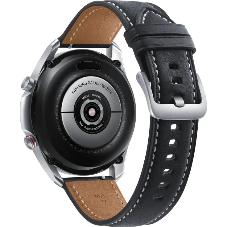 Samsung Galaxy Watch 3 LTE Smartwatch GPS, Unisex, 45mm, Lederarmband, Mystic Silver Smartwatch – Bild 3