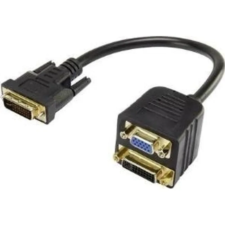 Renkforce DVI / VGA Y-Adapter [1x DVI-Stecker 24+5pol. - 1x VGA-Buchse, DVI-Buchse 24+5pol.] Schwarz Renkforce (1426654)