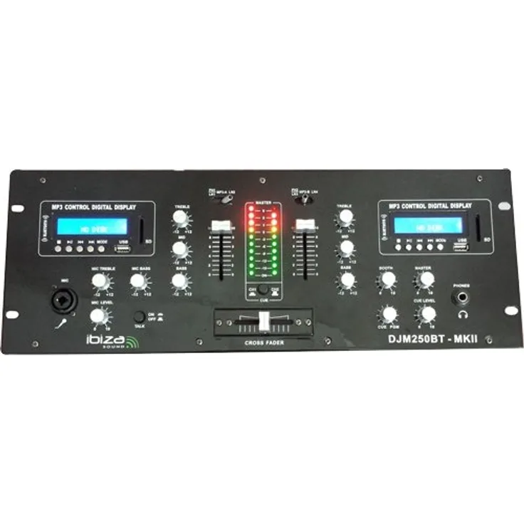 Ibiza 15-2381 2-Kanal DJ Mischpult mit USB, SD und Bluetooth