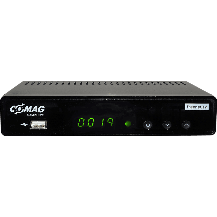 Comag SL65T2 Full-HD HEVC DVB-T-T2 Receiver, PVR Ready, H.265, HDTV, HDMI, IRDETO Zugangssystem für Freenet TV, Mediaplayer, USB 2,0, 12V, Schwarz – Bild 2