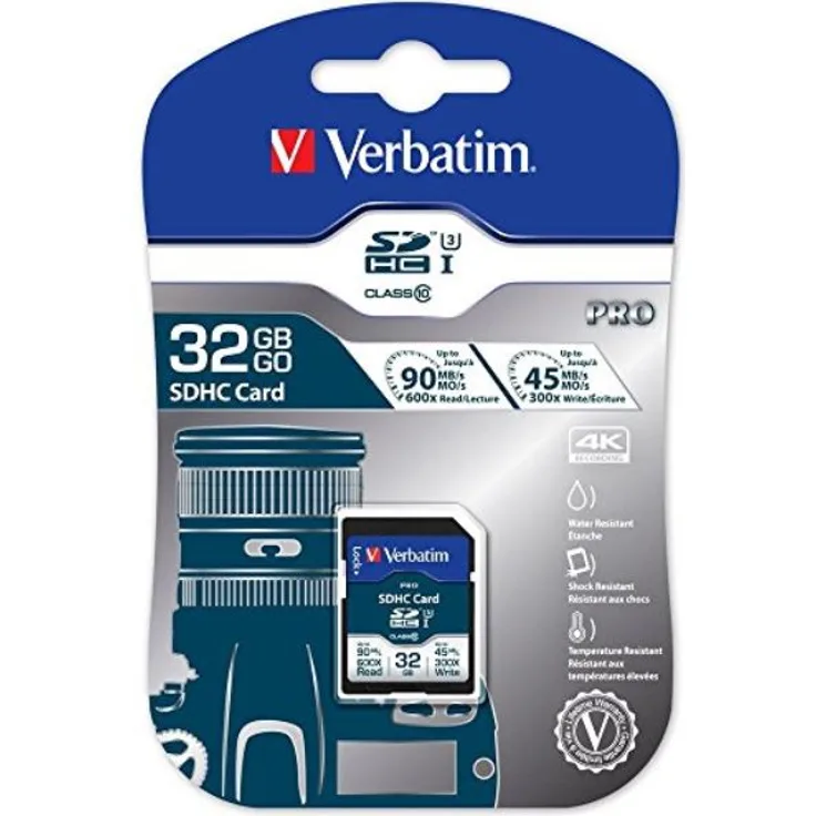 Verbatim Pro U3 SDXC-Karte 64GB - SD-Karte - Für 4K-Videoaufnahmen - Wasser- und stoßfest - schwarz