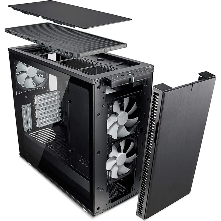 Fractal Design Define R6 Black Tempered Glass, PC Gehäuse (Midi Tower mit Seitenteil aus gehärtetem Glas) Case Modding für (High End) Gaming PC, schwarz – Bild 3