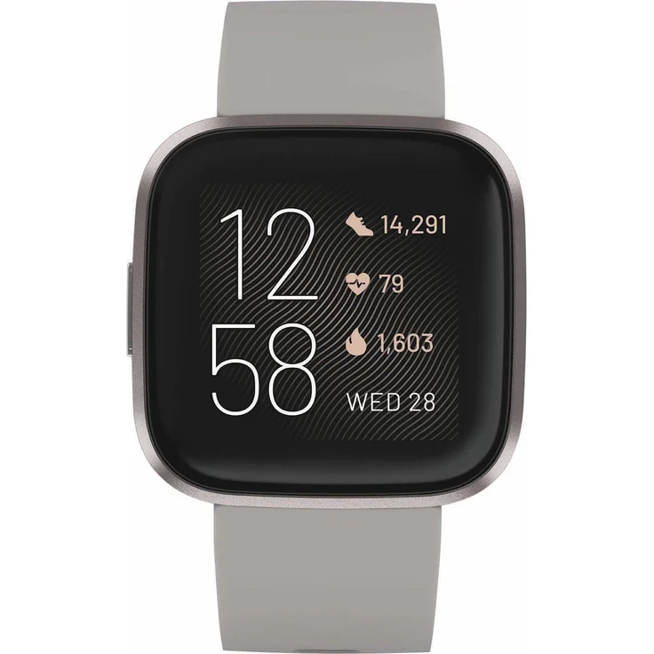 Fitbit Versa 2 Smartwatch Unisex, Einheitsgröße, Aluminiumgehäuse, Steingrau/Nebelgrau – Bild 2