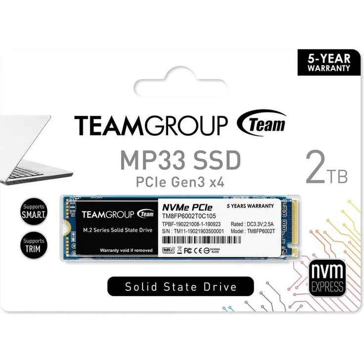Teamgroup 2TB MP33 PCIe M.2 Solid State Disk (TM8FP6002T0C101) – Bild 2