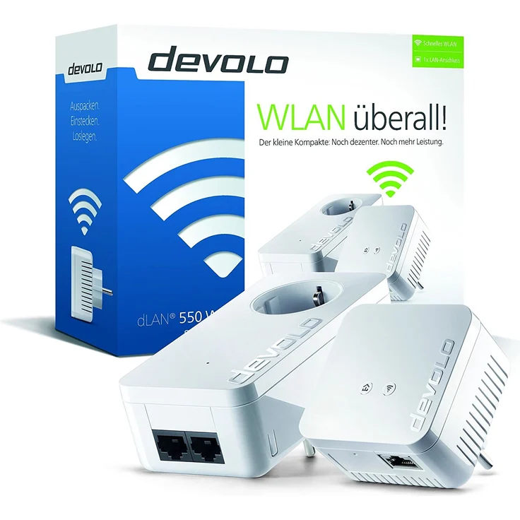 devolo dLAN 550 WiFi Starter Kit Powerline (WLAN über die Steckdose, 1x LAN Port, 2x Powerlan Adapter, PLC Netzwerkadapter, WLAN Verstärker, WiFi Booster, WiFi Move) weiß – Bild 2