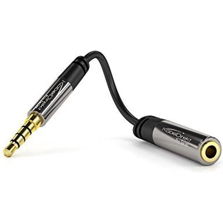 KabelDirekt - 3.5mm Klinkenkabel Headset Adapter - (1x 3.5mm Stecker - 1x 3.5mm Buchse, 4-polig) - PRO Series