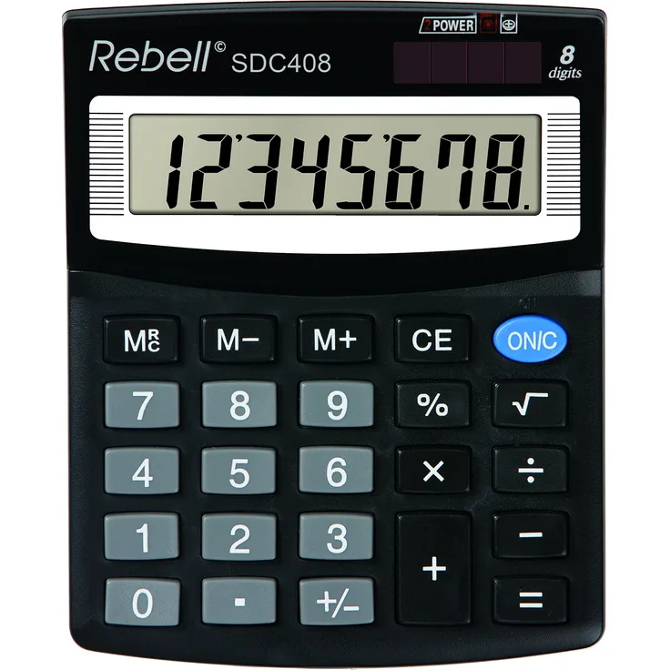 Rebell RE-SDC408 Tischrechner SDC408 8-stelliger, Standard-Ausstattung und angewinkeltem Display, schwarz