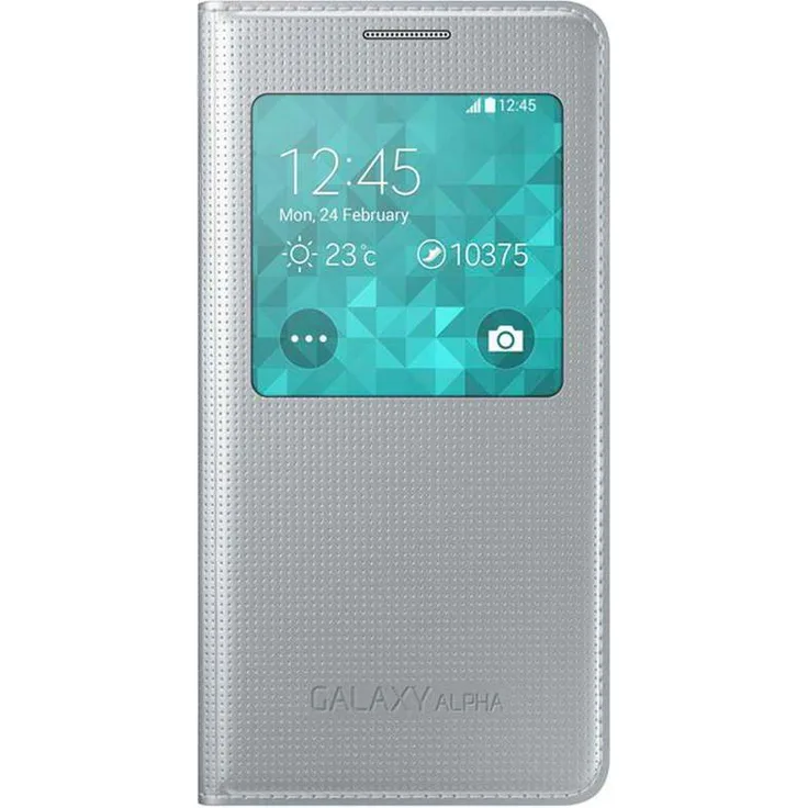 Samsung Cover S-View EF-CG850BS Galaxy Alpha silber