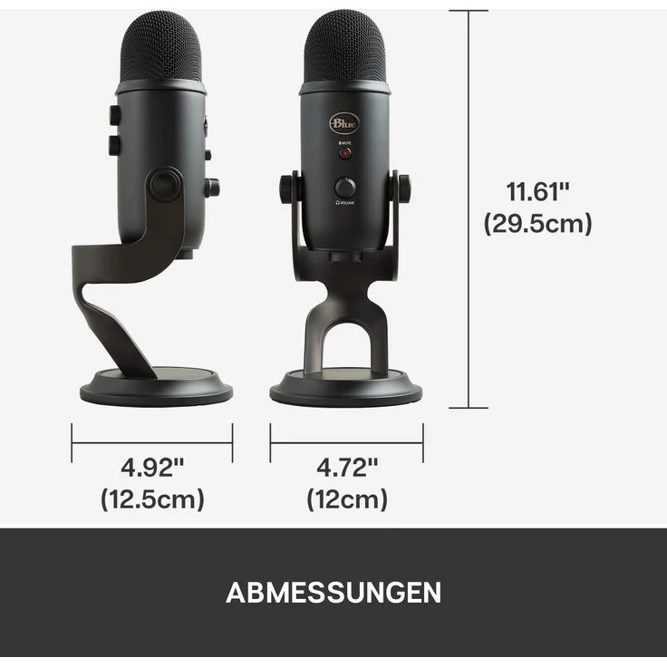 Blue Microphones Yeti USB-Mikrofon (für Aufnahme und Streaming auf PC und Mac, Drei Kondensatorkapseln, Vier Richtcharakteristiken, Kopfhörer-Ausgangs- und Lautstärkesteuerung,Plug und Play) blackout – Bild 14