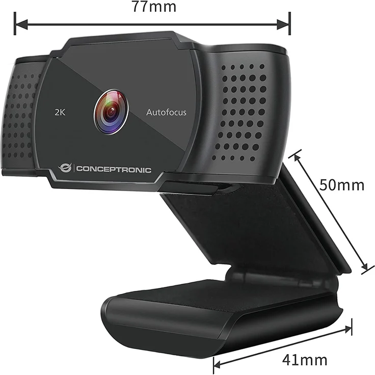 Conceptronic AMDIS 2K-Super-HD-Autofokus-Webcam mit Mikrofon - 5 MP - 2592 x 1944 Pixel - 30 fps - M-JPEG - Auto (AMDIS02B) – Bild 4