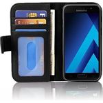 cadorabo Hülle für Samsung Galaxy A5 2017 in OXID SCHWARZ Handyhülle mit Magnetverschluss und 3 Kartenfächern Case Cover Schutzhülle Etui Tasche Book Klapp Style