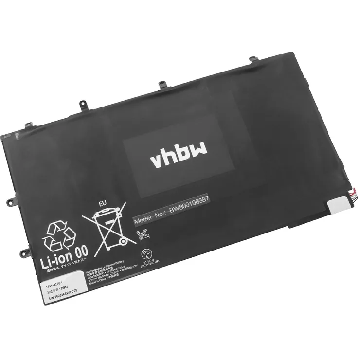 VHBW Li-Polymer Akku 6000 mAh (3,7 V) für Handy Telefon Smartphone Sony SGP321, SO-03E, Xperia Tablet Z, Xperia Tablet Z 10.1, wie LIS3096ERPC