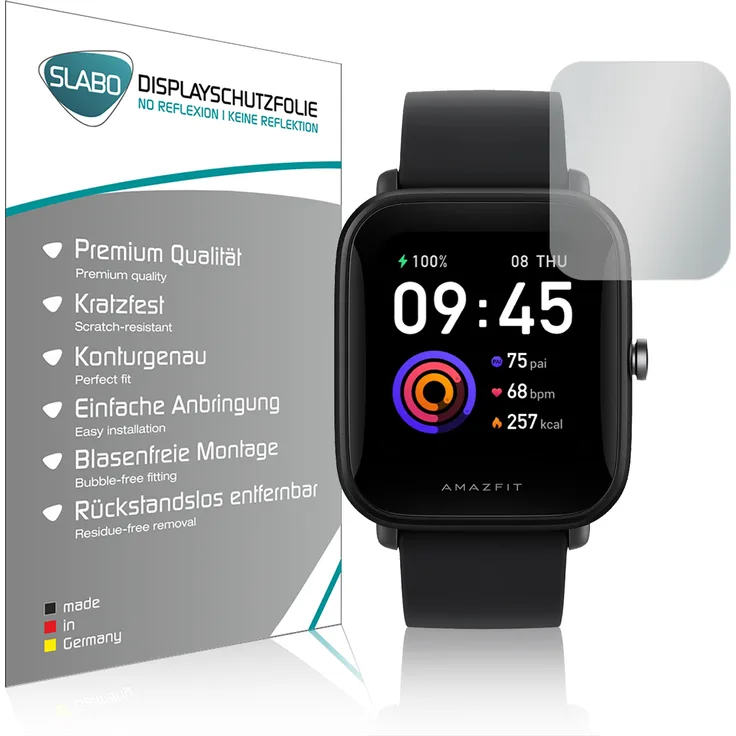4x Slabo Displayschutzfolie für Amazfit Bip U, Amazfit Bip U Pro MATT No Reflexion (verkleinerte Folien) Displayfolie Schutzfolie Folie