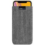 Adore June Business Tasche für Apple iPhone XR Handytasche aus charakteristischem Fischgrat Stoff - Grau-Schwarz | Schutztasche Zubehör mit Display Reinigungs-Effekt | Made in Europe