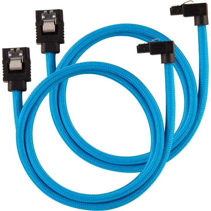 Corsair Premium Sleeved SATA 3 Kabel gewinkelt - gerade (6Gbps, 60 cm 90°) Blau – Bild 1